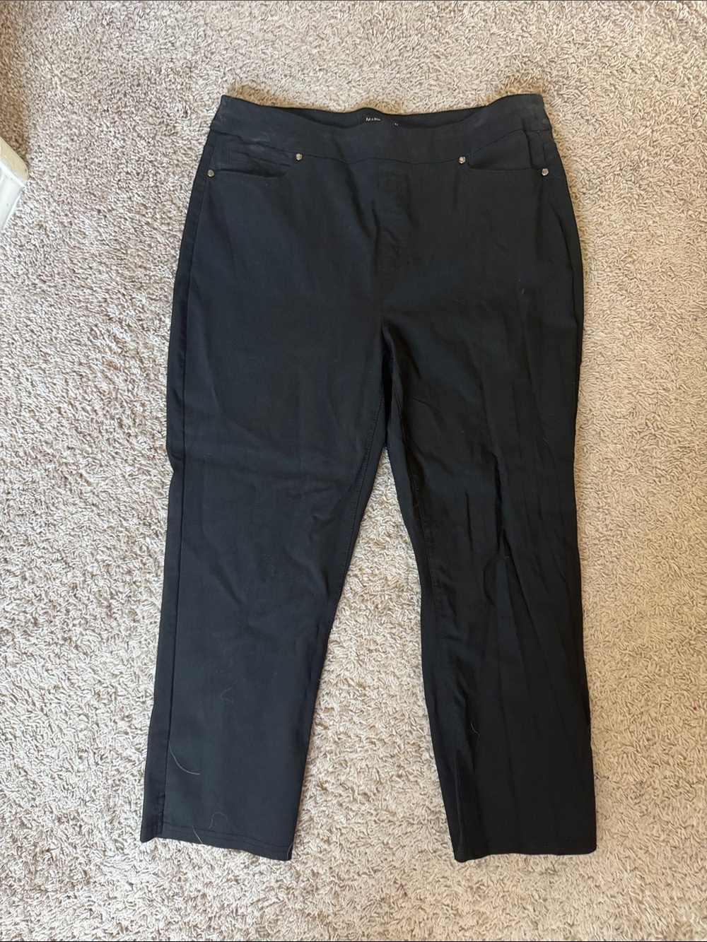 Mario Serrani Black Straight-Leg Pull-On Pants / M65